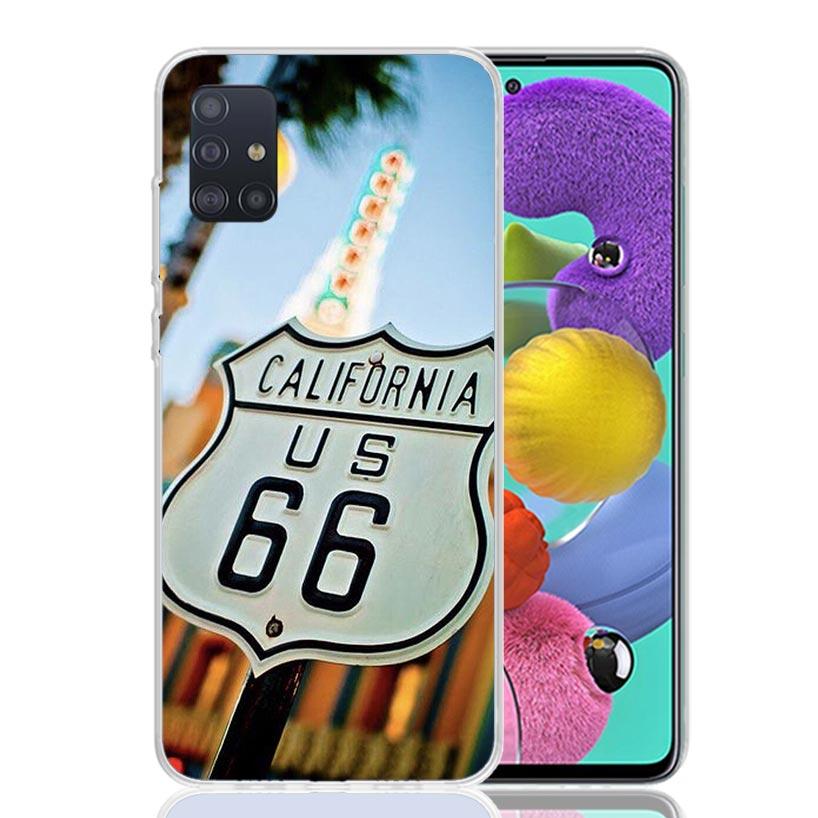 America Route 66 Phone Case For Samsung Galaxy A52 A32 A22 A12 A02S A50S A30S A51 A31 AA71 Note 20 Ultra 10 S10 Plus Galaxy A52