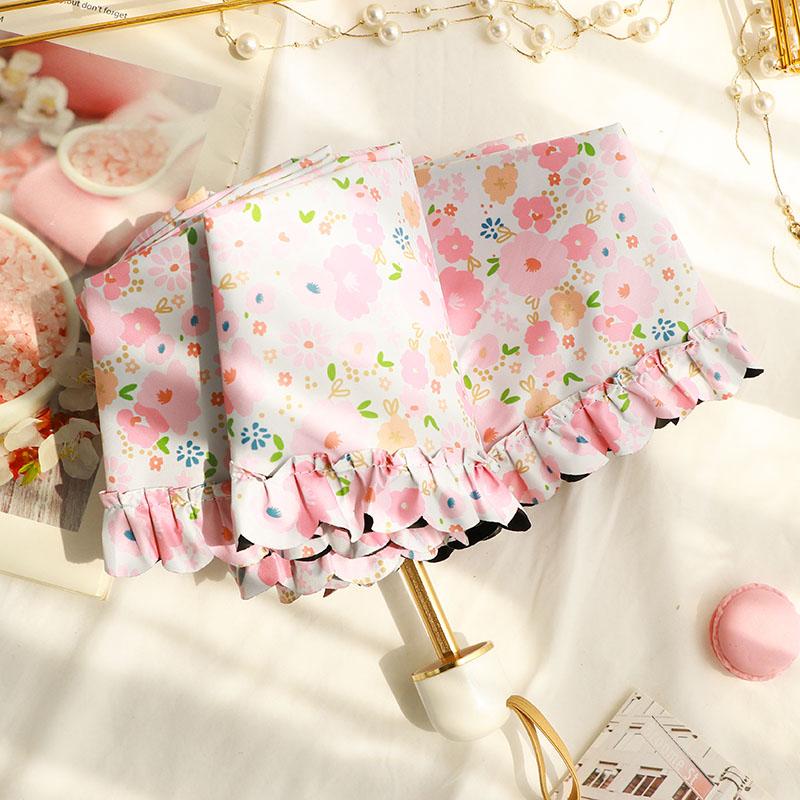 Portable  Fre Sle Five Umbrella Lace   Sunscreen Umbrella for Sunny And Rainy Days UV Protection Sunade