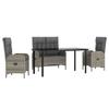 VidaXL Mobilier à dîner de jardin 4pcs et coussins Gris Résine tressée 3203507