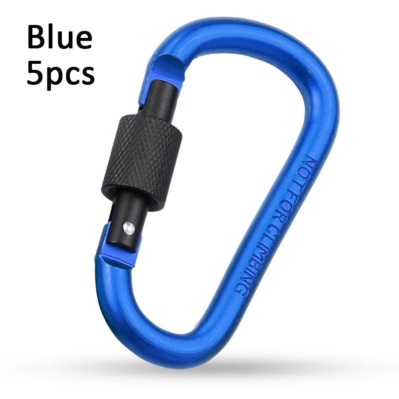5pcs Aluminium Alloy Carabiner Clip Set Tourist Hooks Fishing Carbin Buckle Caribiner Key Holder Keychain Camping Karabiners