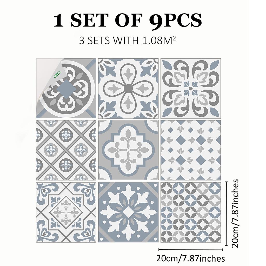 Mediterranean Wind Thickened Living Room Wear-Resistant Retro Pvc Floor Sticker Matte Floor Tile Self-Adhesive Bathroom Wall Sticker