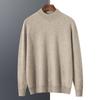 Men's Autumn Winter Wool Cashmere Pullover Sweater, Half High Neck, Solid Color, Plus Size