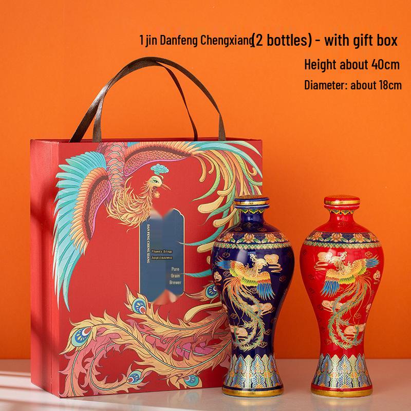 

Elegant Red Wedding Dragon & Phoenix Ceramic Wine Pot - Luxurious Jingdezhen Style