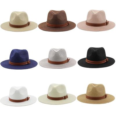 Sommer-Panama-Kappe Breite Krempe Sonnenhut 56-58cm Fedora Hut Damen/Herren
