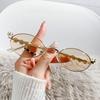Trendy Small Oval Sunglasses UV400 Protection Shine Crystal Sun Shades Women Fashion Designer Brand Glasses