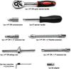 FOCSE 46 Pieces 1/4 Inch Drive Socket Ratchet Wrench Set, With Bit Socket Set, Metric And Extension Bar For Auto Repairing