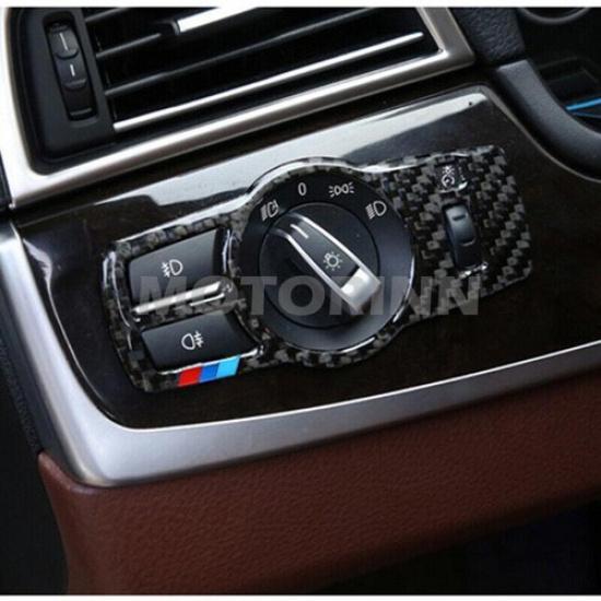 For BMW F10 5 Series 11-2017 Carbon Fiber Headlight Switch Button Cover Trim