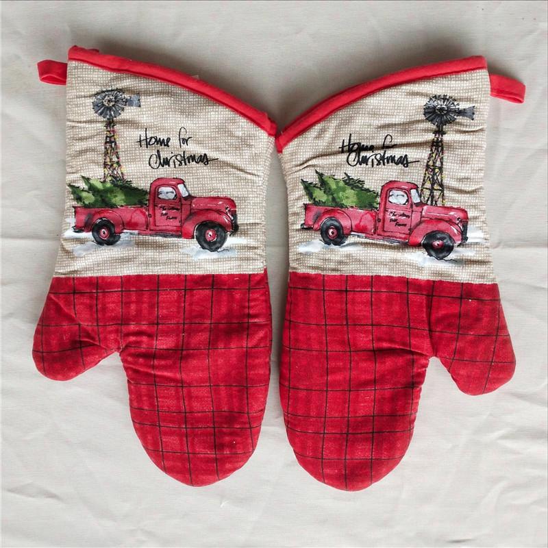

1 шт. 18x33 см хлопковые рождественские прихватки с принтом для духовки, перчатки для выпечки, микроволновая печь, изоляция, кухонный инструмент, подарок на рождественскую вечеринку