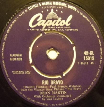 7inch Record DEAN MARTIN Rio Bravo My Rifle My Pony And M 45CL15015 CAPITOL RECORDS 1959 UK Pop Used