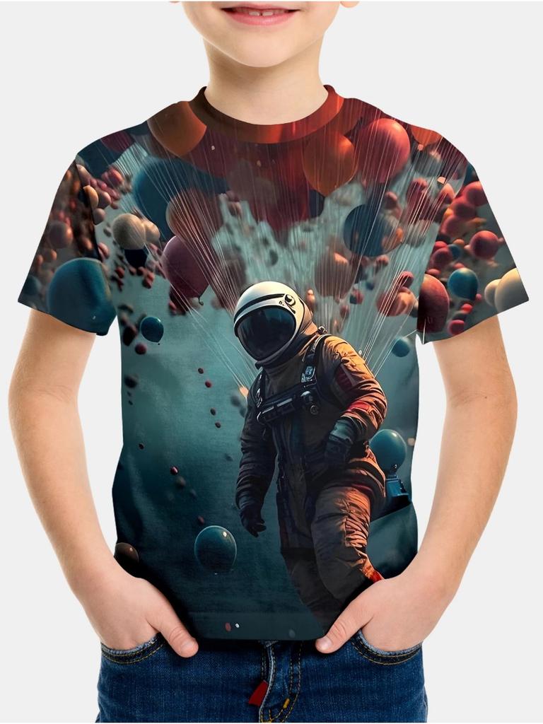 Διασκεδαστικά Παιδικά Ρούχα Παιδικά Ρούχα 3D Εκτύπωση Casual Μπλουζάκια με Κοντό Μανίκι Ρούχα Εξωτερικού Χώρου Μπλουζάκια για Αγόρια