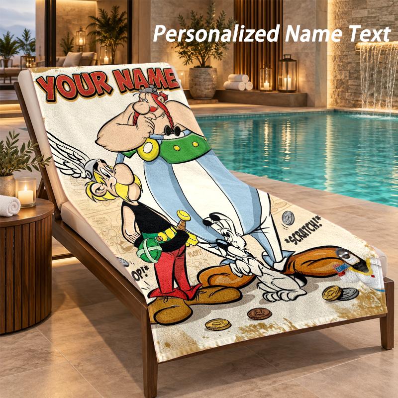 Asterix & Obelix Özel İsimli Plaj Havlusu Büyük Yumuşak Havlu İç Mekan Banyo Dış Mekan Plaj İçin