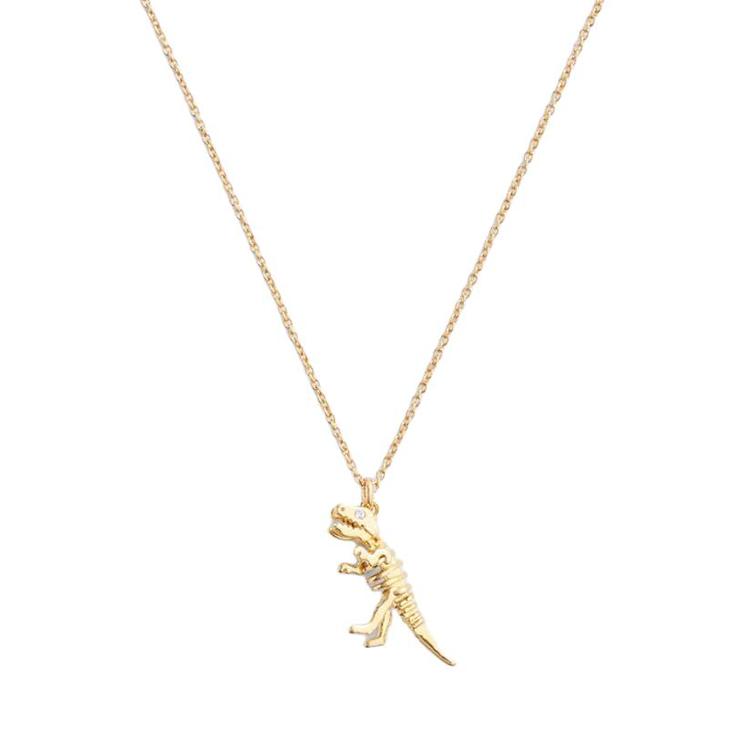 Coach Skull Dinosaur Decoration Brass Plated Necklace Women necklace Gold CAT53-GLD F,Gold
