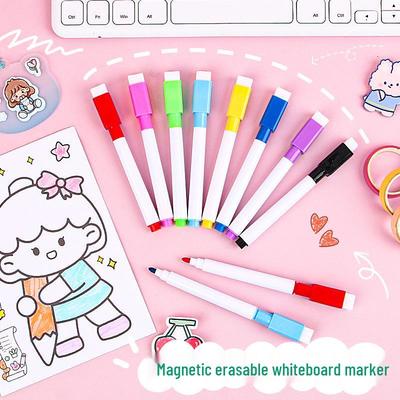 Magnetic Water-Based Erasable Whiteboard Markers for Kids - 8 Bold Colors