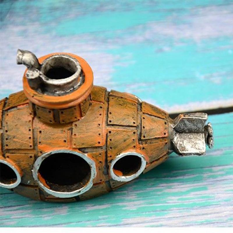 Aquarium Fish Tank Decorations Landscape Submarine Wreck Ship Vintage Resin Design Boat Aquarium Accessories Home Decorations