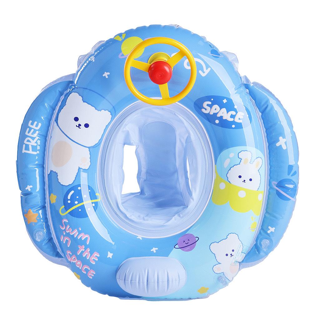 Children's Steering Wheel & Cartoon Seat Ring: Mermaid & Dinosaur Inflatable Swim Toys