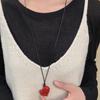 Elegant Heart Pendant Necklace - Adjustable Pull-Out Sweater Chain, Acrylic, Perfect for Everyday & Party Wear