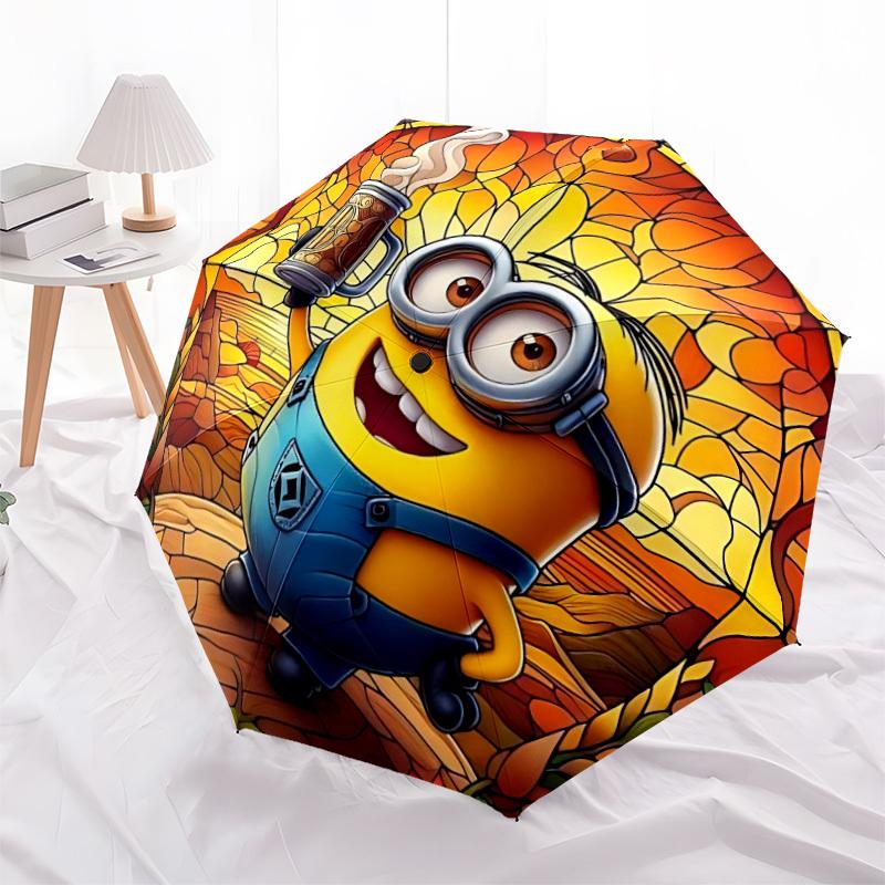 1pc Minions Automatic Folding Umbrella - Compact 8-Rib Design, Durable Plastic & Iron, Perfect Gift for Friends & Family, Outdoor Umbrella, Fashionabl