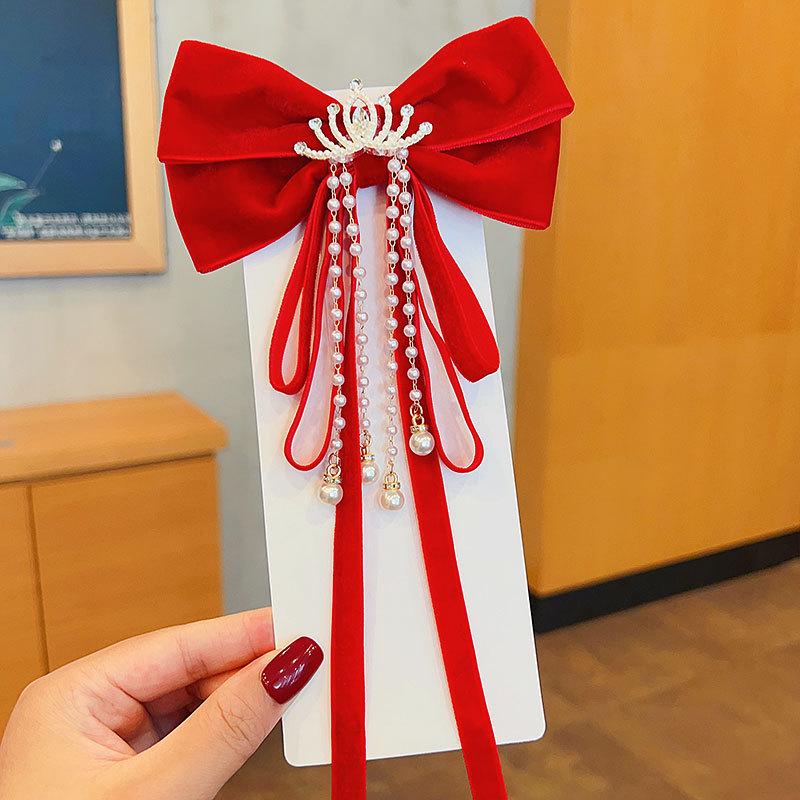 Schleife Knoten Haarnadel Kopfbedeckung einfache elegante feste Haarspange Retro Party Kopfschmuck rotes Haar Zubehör