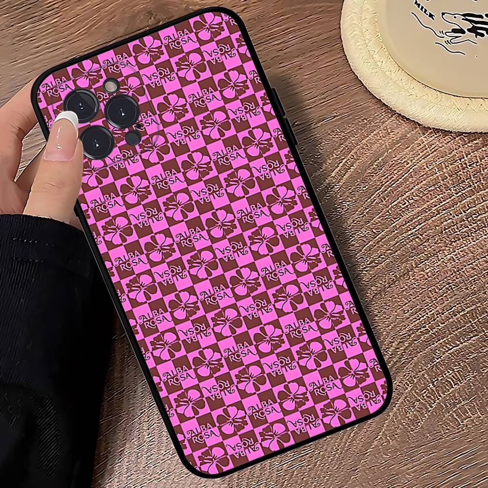 Fashion A-ALBA R-ROSA Phone Case For IPhone 17 16 15 14 13 12 11 Pro Max Plus Mini Silicone Black Cover
