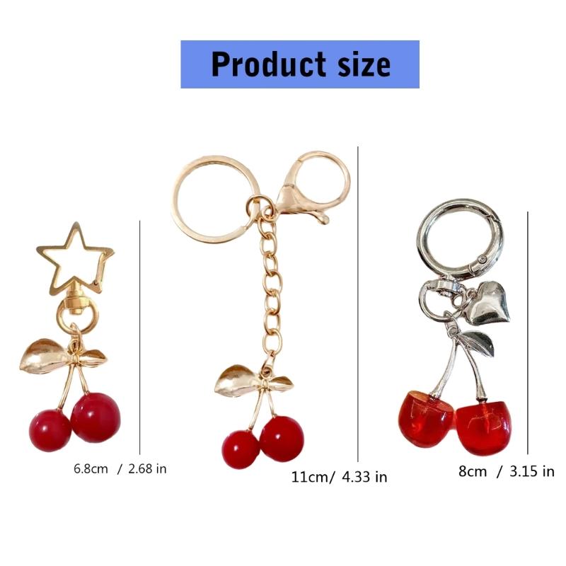 Cherry Bag Pendant Bag Charm Resin Cherry Keyring Fashion Alloy Jewelry Key Accessory Present for Fashion Women Girls