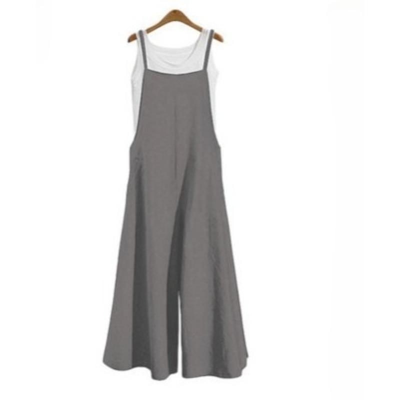 Women's Summer Sleeveless Jumpsuit Solid Color Wide Leg Bib Overalls Casual Loose Straps Dungaree