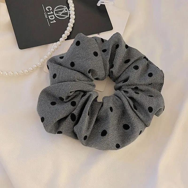 2pcs Elegant Black and Gray Cloth Bow Hair Rope for Women Temperament High Ponytail Hair Rope Fashion Girl Does Not Hurt Scr