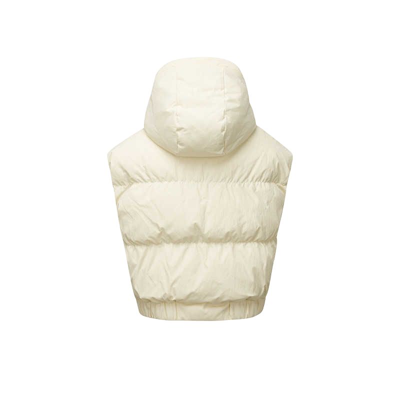 Skechers Sports Casual Simple Hooded Down Vest Women vest Pearl-Beige L424W174-034H