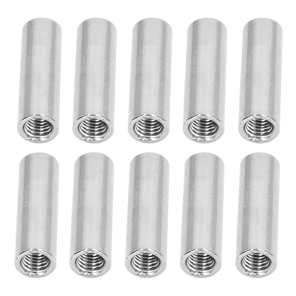 10PCS Female Thread Coupling Nut M8 X 1.25 12 L40mm Round Shape Coupling Nut Set for Connection