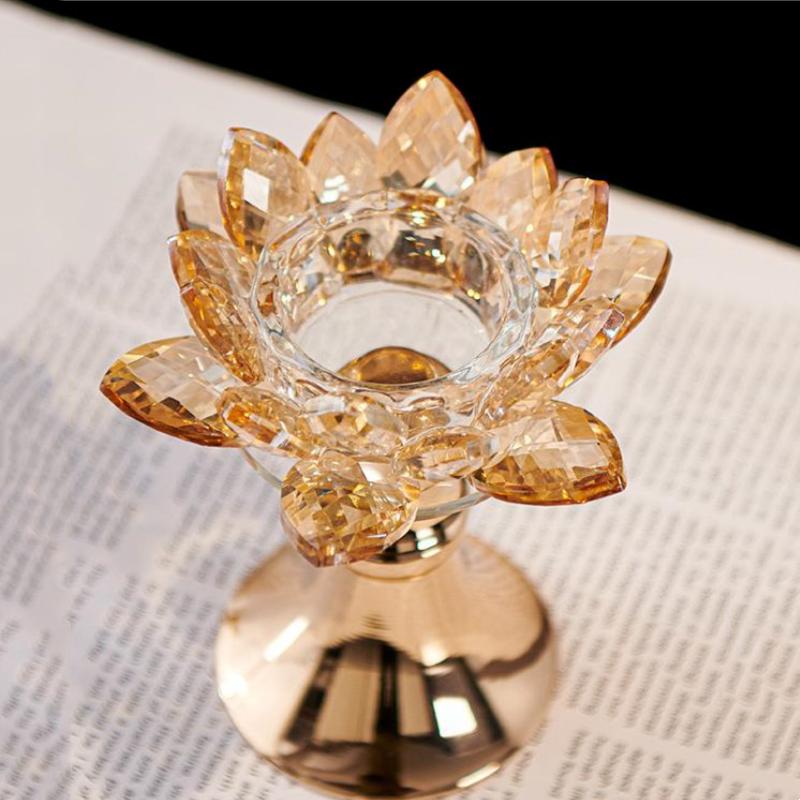 Portacandele Profumato Creativo in Cristallo Floreale Fiore di Loto Vetro Base per Aromaterapia Candeliere Accessori per la Decorazione della Casa