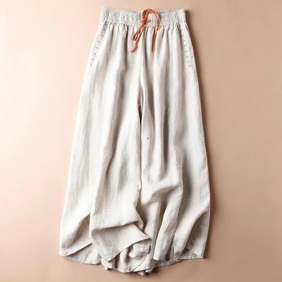 Literary Cotton and Linen Loose Large Skirt Pants Nine-point Linen Wide-leg Pants Women