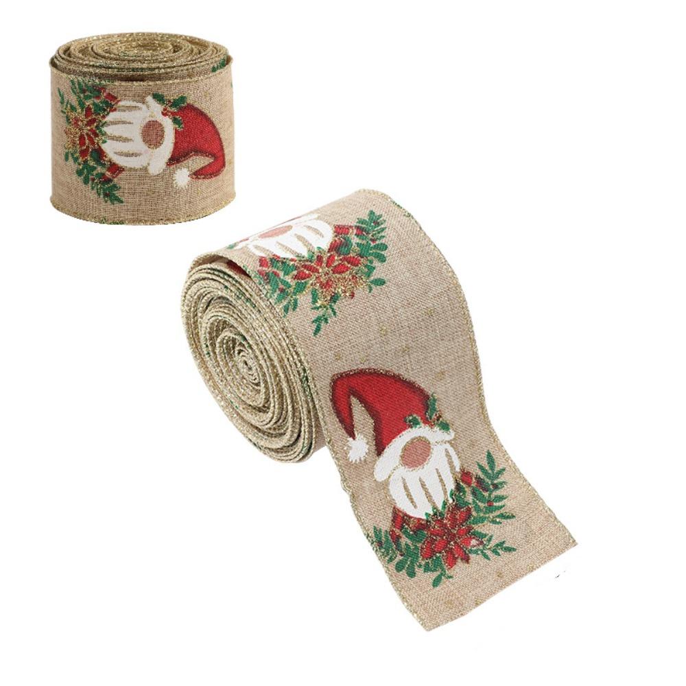 Xmas Gift Wrap Ribbon Tree Printed Bouquet Ribbon Hand Knitting Gift Box Packing Strap Party Decor