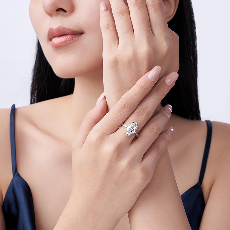 Trendy 3ct Marquise Cut VVS1 Dcolour Moissanite Rings 925 Silver Engagement Wedding Band Moissanite Fine Jewelry Women Ring