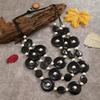 Bohemian Ethnic Coconut Shell Necklace Long Layered Wool Chain Handmade Retro Tropical Jewelry for Women Fashion Gift