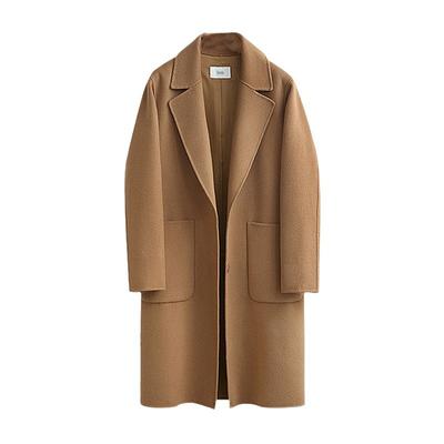 Autumn and Winter New European and American Women's Woolen Coat Women's Long Loose Woolen Coat