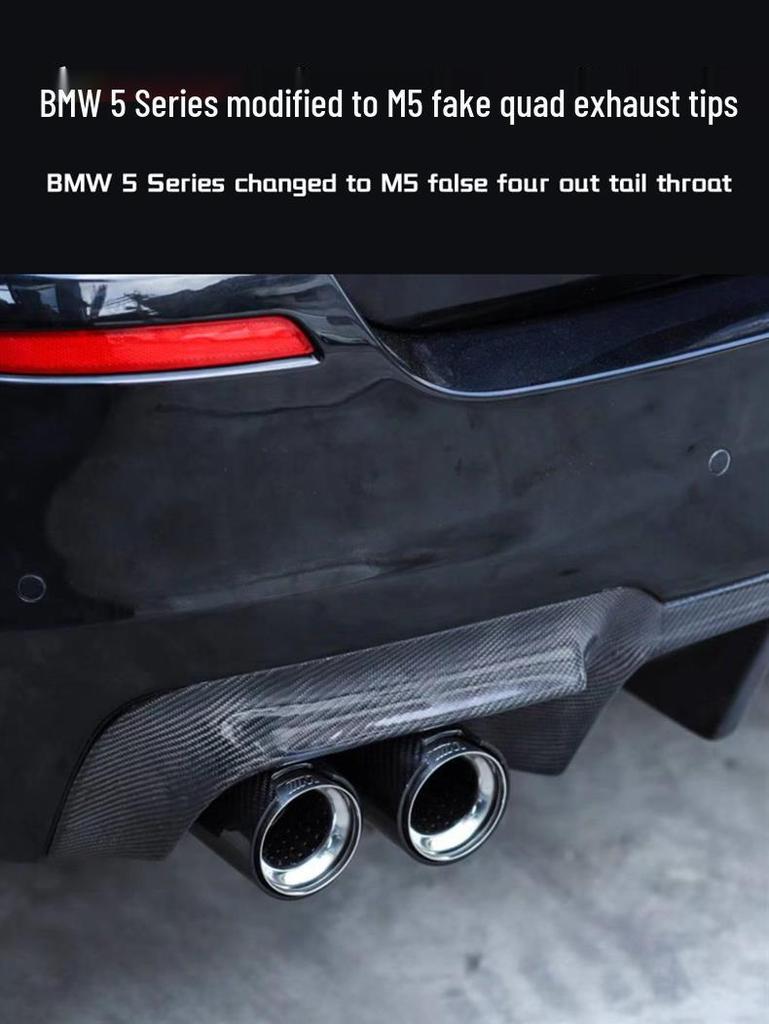 BMW 5 Series F10/F18 M5-Style Quad Exhaust Tailpipes, Stainless Steel & Carbon Fiber for 520, 525, 530li.