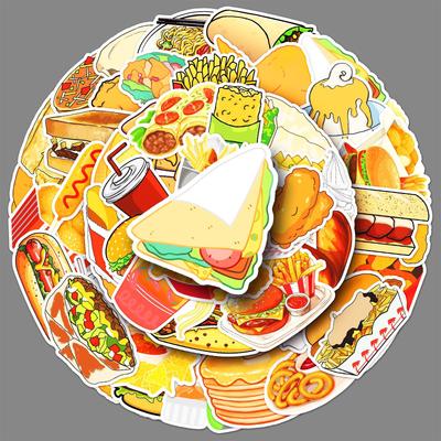 50 Fast-Food-Graffiti-Aufkleber Personalisierte Cartoon-Lebensmittel Burger-Dekoration Handyhülle Wasserbecher Kühlschrank-Aufkleber