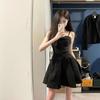 French Hepburn Black Suspender Dress Women's New Temperament Waist Thin Sleeveless A Word Waist Short Skirt