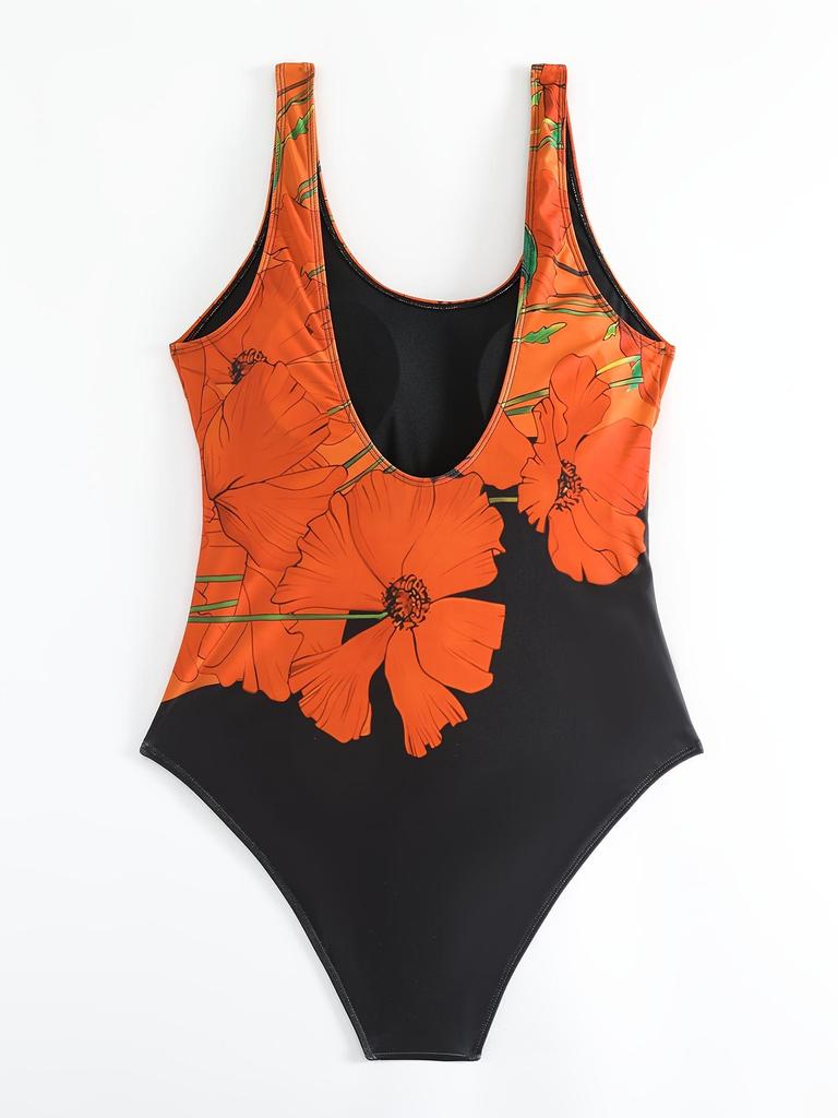 Sommer Damen Blumen Digitaldruck Einteiler Badeanzug
