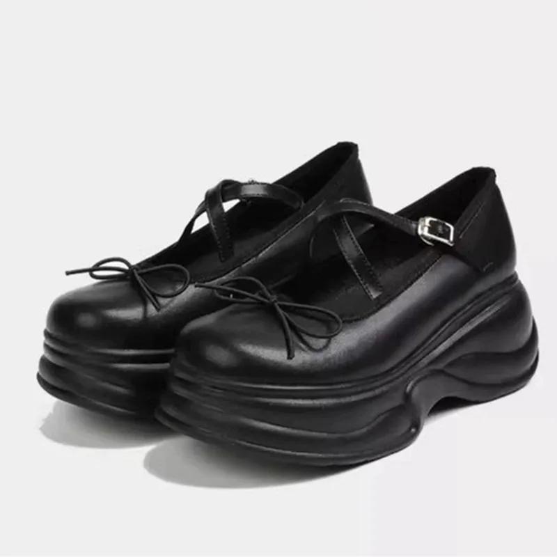 Fashion 2025 Brand Ladies Shoes Buckle Strap Women's High Heels Fashion Butterfly-knot Solid New Retro Thick Bottom Ballet Single Shoes