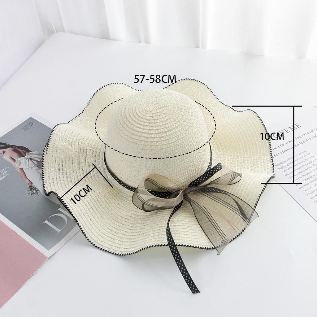Panamanian Women's Spring and Summer Large Beach Sun Hat, Bow Grass Hat, Fashionablevacation Hat Cap Women Hat Straw Hats