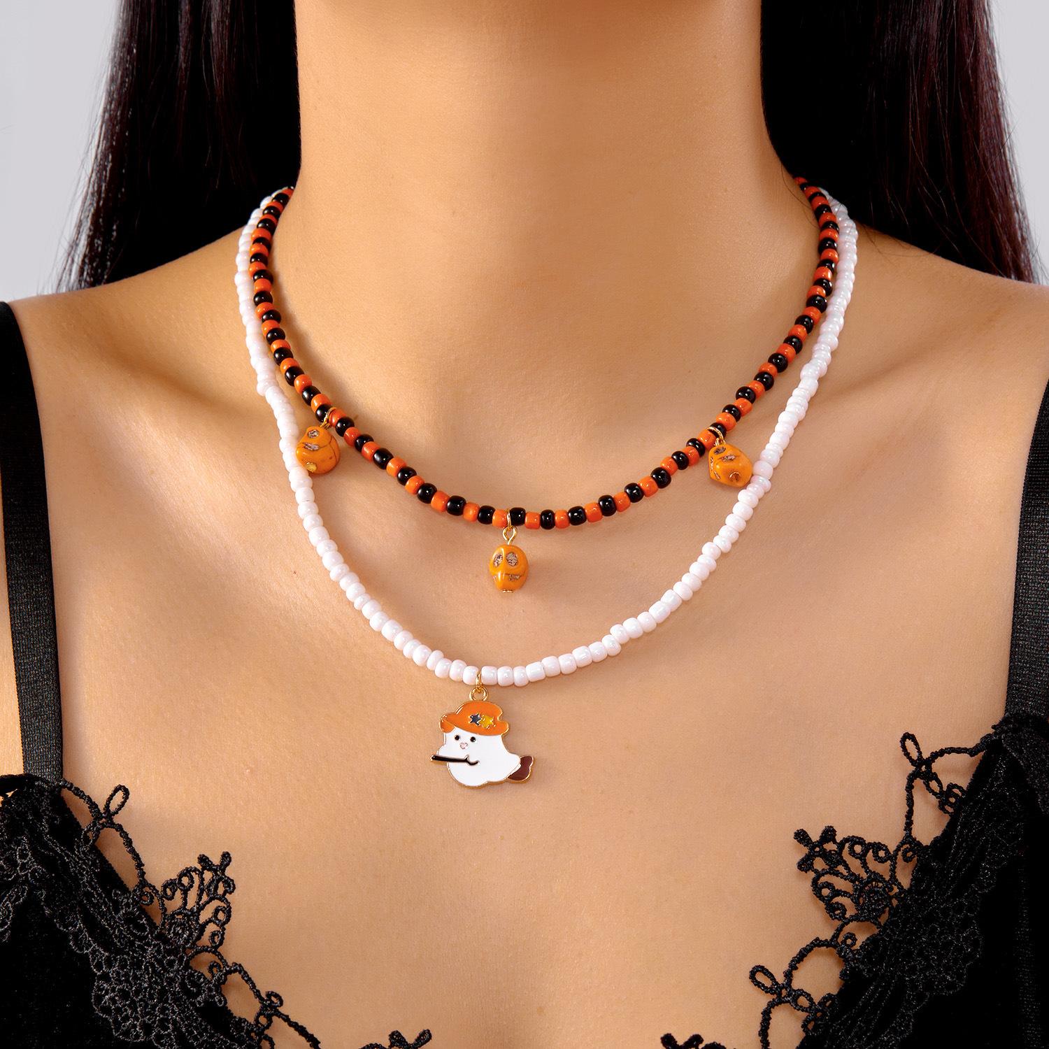 

European and American Halloween Necklace Personality Horror Skull Ghost Funny Set Chain Pendant Neck Chain