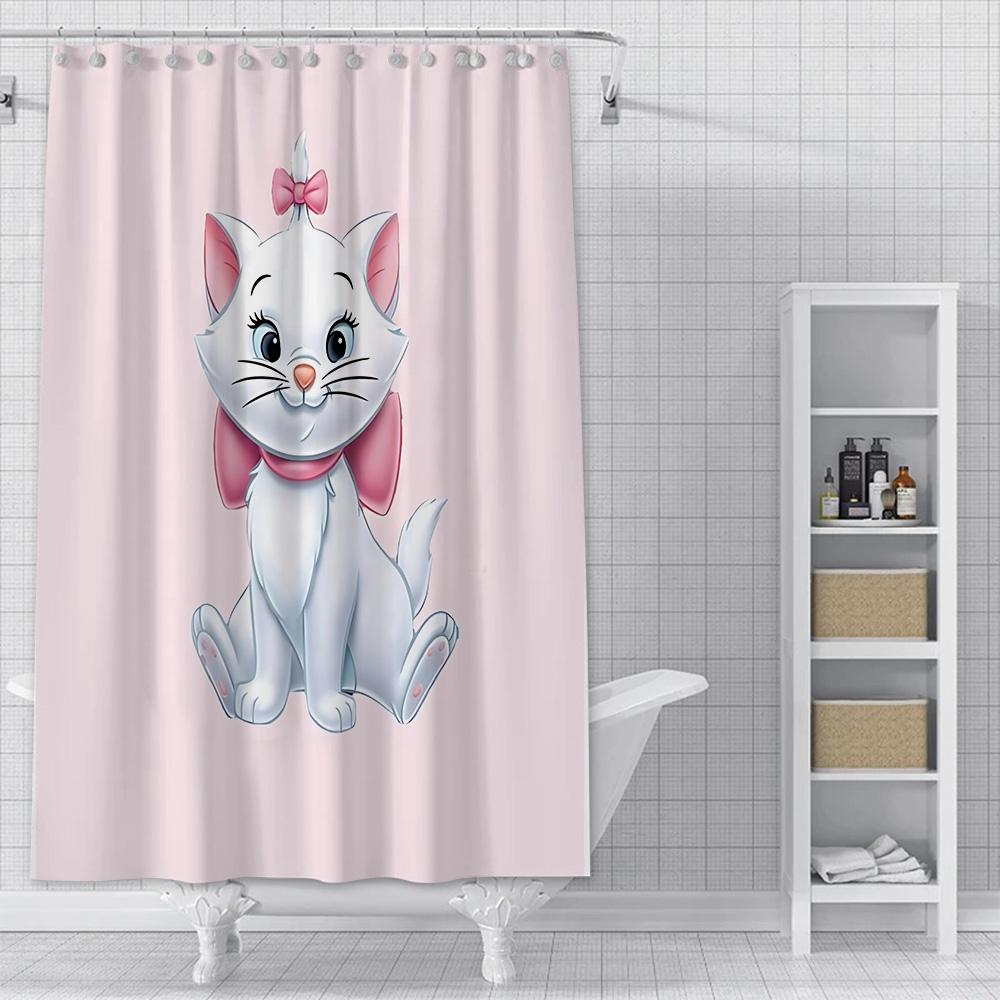Shower Curtain Waterproof Polyester Fabric Paint Colorful Bath Disneys Marie Cat Curtains Home Bathroom Decor Curtain With Hook