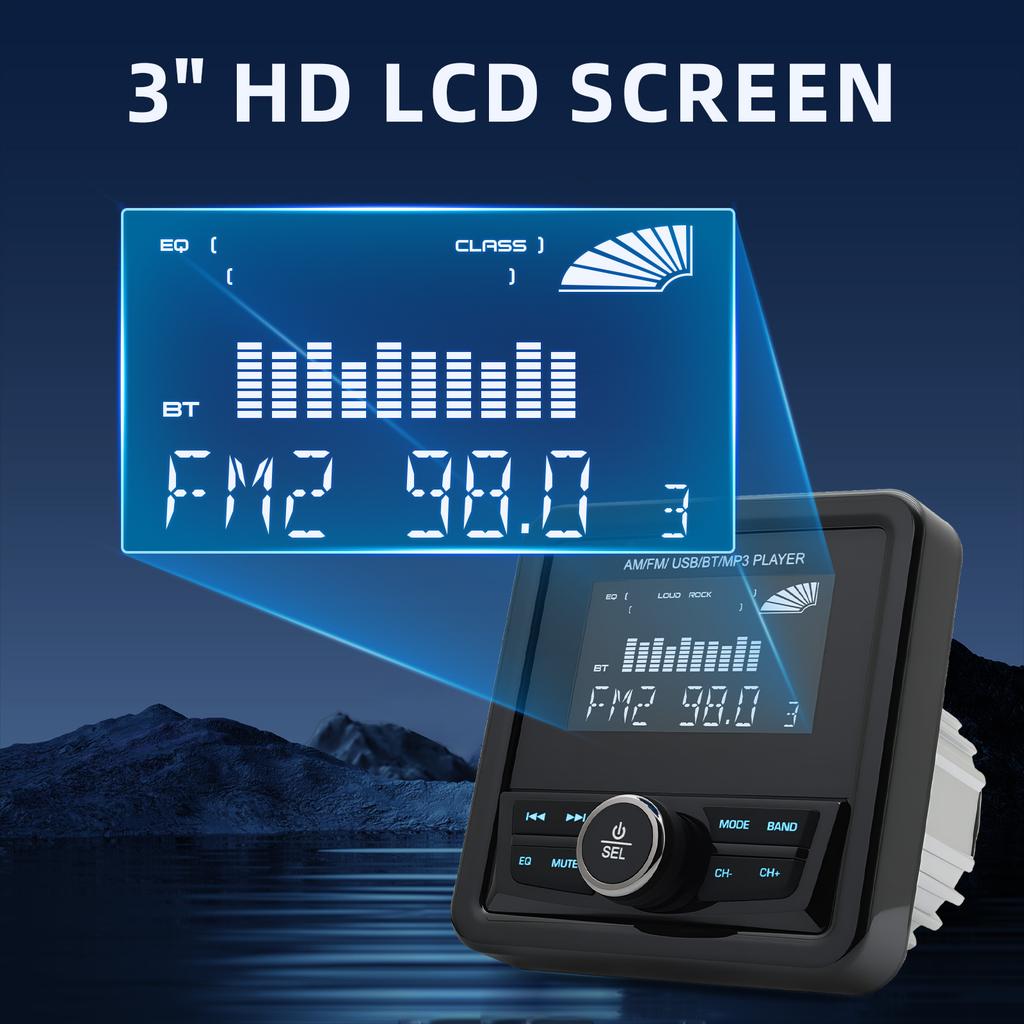 MP3 Player Marine Radio Boat Stereo FM AM Media Audio Player Bluetooth-compatible Waterproof For Yacht ATV UTV Boat Accessories