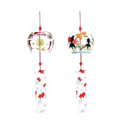 Wind Chime 2-piece Set Goldfish Summer Tradition Japanese Style Glass Edo Soothing Clear Tone Cool Sound Handmade Decorative Item Atmosphere Creation