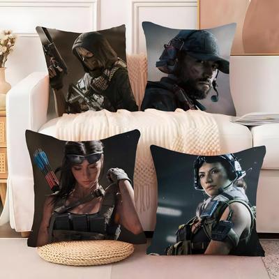 Hot Shooting Game D-Delta Force Pillow Case Double-Sided Printing Short Plush Sofa Cushion Cover Bedroom Bedside Pillow