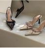 Fashion Summer New Fashion Lace Pointed Toe High Heel Shoes Women Shoes Dresses Sandals Summer Women Elegant Thin Heel Sandals