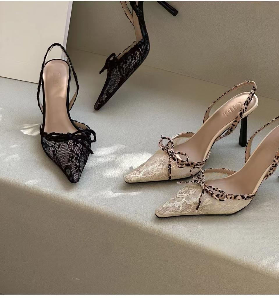Fashion Summer New Fashion Lace Pointed Toe High Heel Shoes Women Shoes Dresses Sandals Summer Women Elegant Thin Heel Sandals