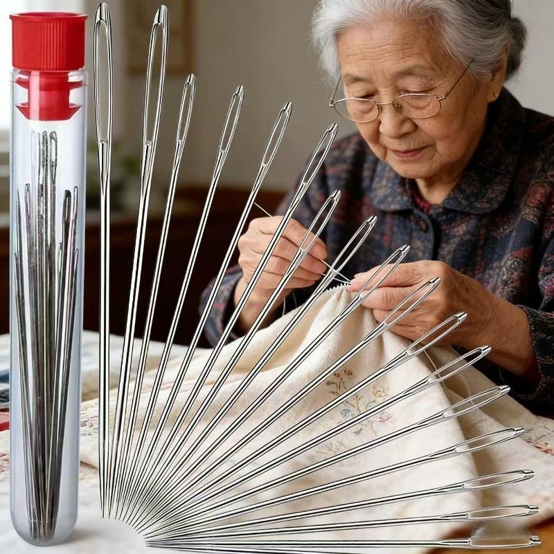 18pcs Multi-Functional Large-Eyed Needle Set, Home Hand Sewing Needles, Special Large-Hole Needles for Elderly Quilting