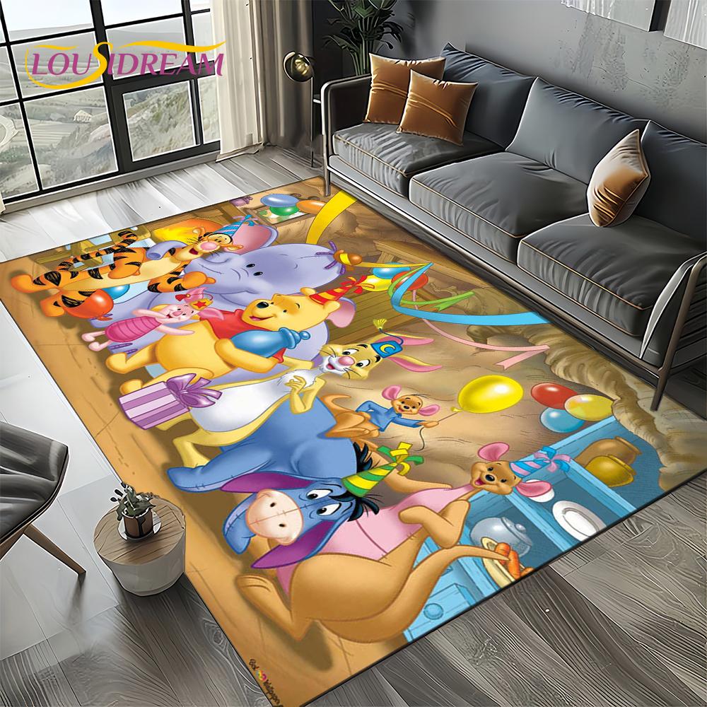 Tappeto Tappetino Decorativo Tappeto Cartoon Orso Winnie Pooh Carino 3D per Camera da Letto Soggiorno Casa Divano, Gioco Bambino Decorazione Grande Tappetino Pavimento Regalo