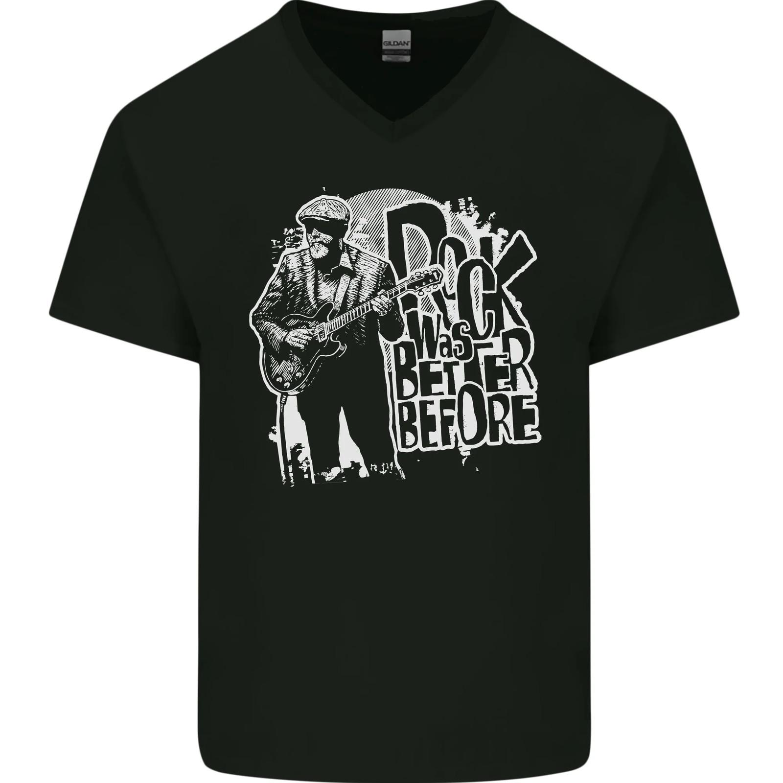 Rock Was Better Before Guitar Band Music Mens VNeck Cotton T-shirt XXXXL